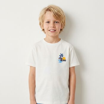 Boys White Logo Island T-Shirt