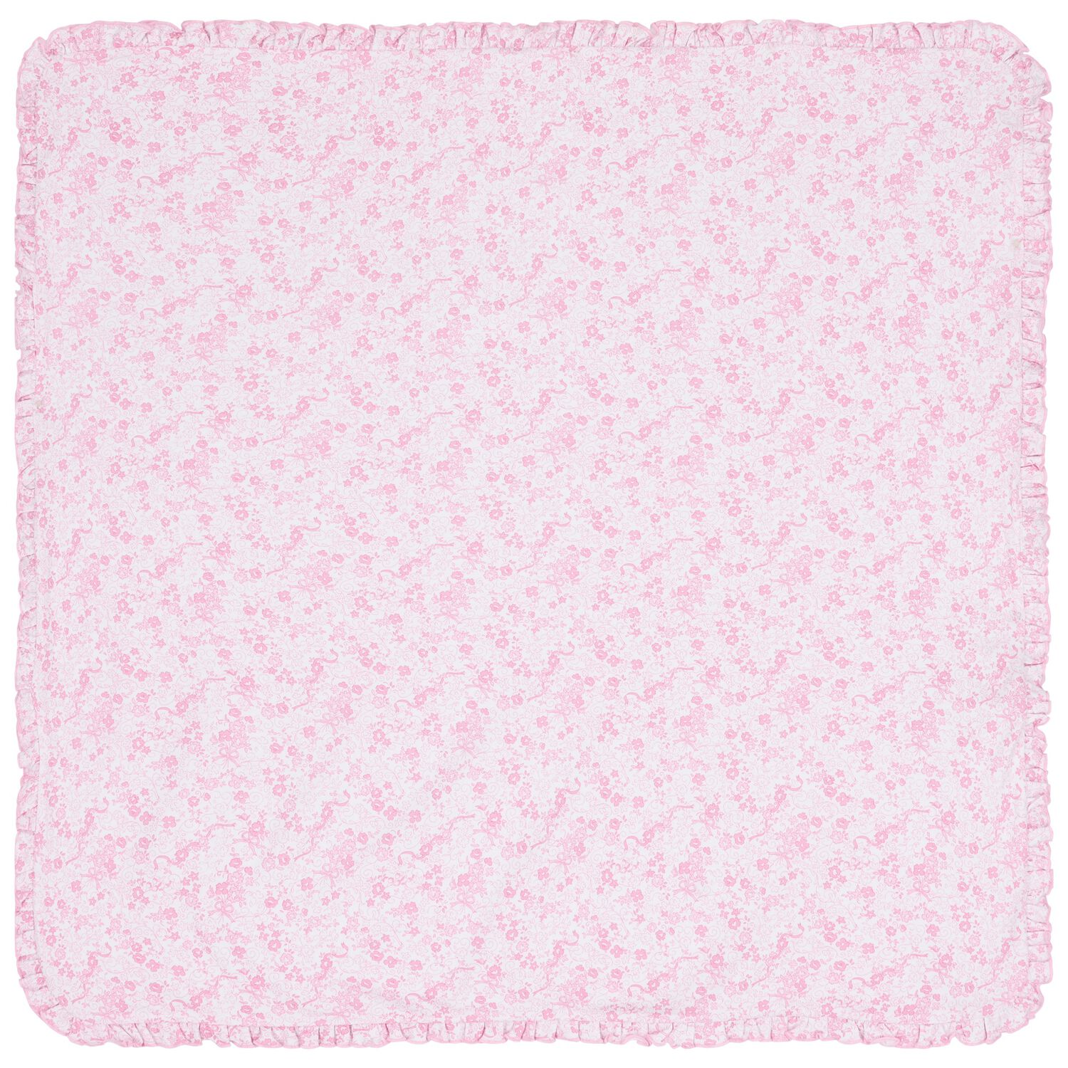 Baby Girls White & Pink Old English Roses Blanket, 1, hi-res