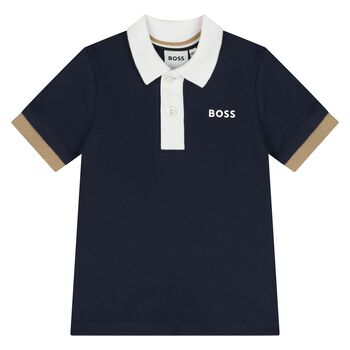 Younger Boys Navy Blue Logo Polo Shirt