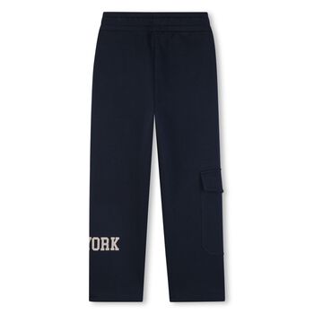 Boys Navy Blue Logo Cargo Trousers