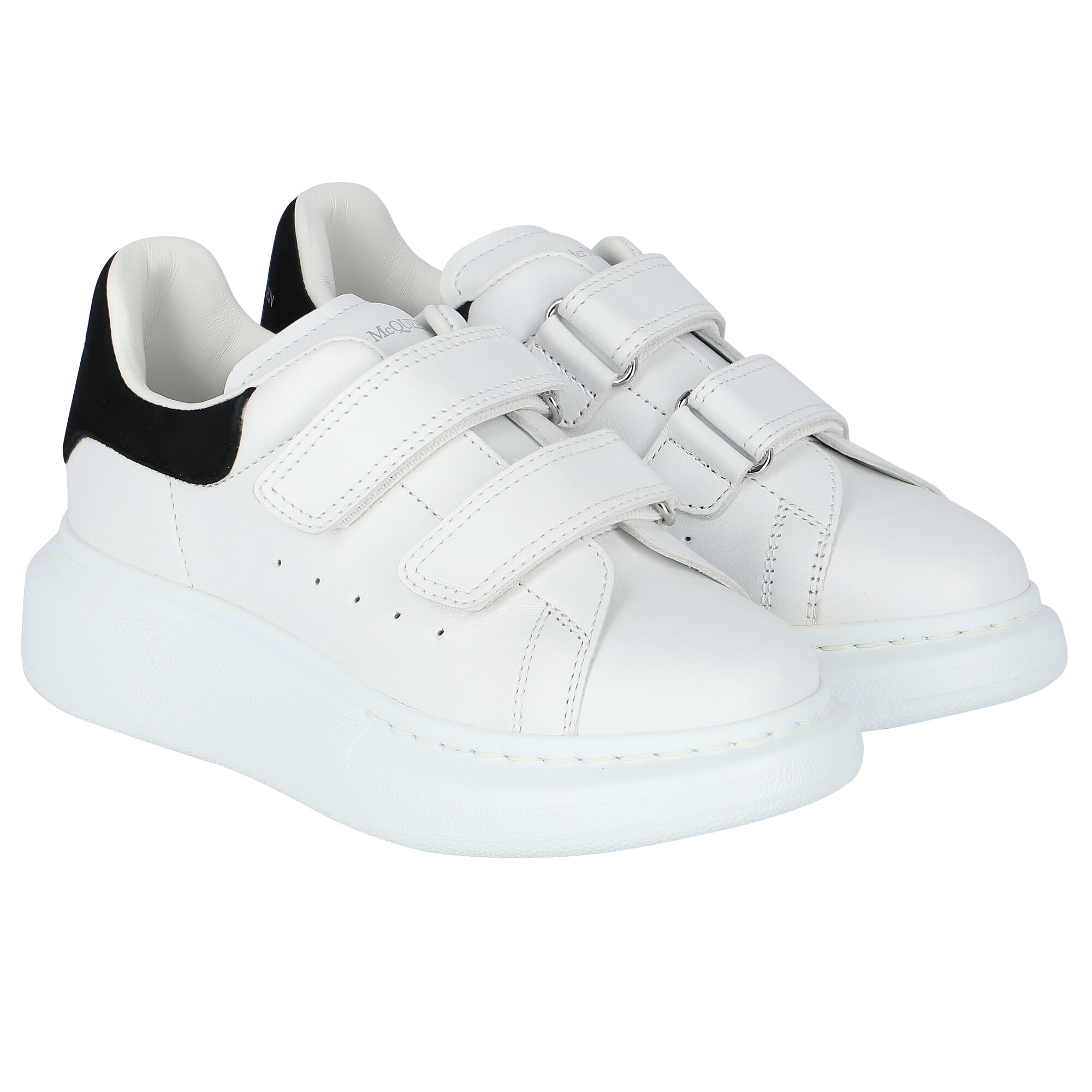 Alexander McQueen White Black Logo Trainers Junior Couture