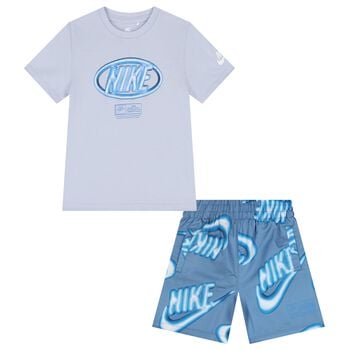 Boys Blue Logo Shorts Set