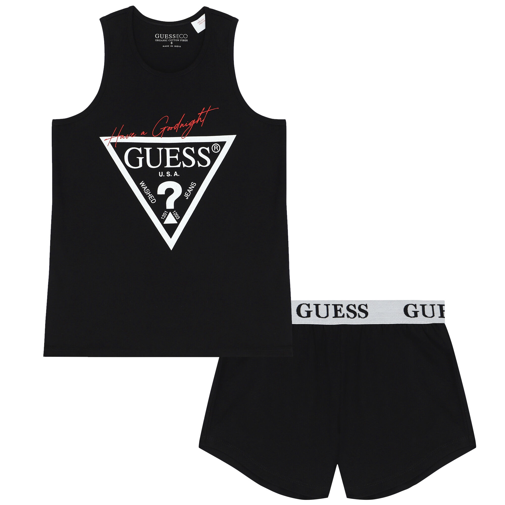 Guess Girls Black Logo Pyjamas Set Junior Couture