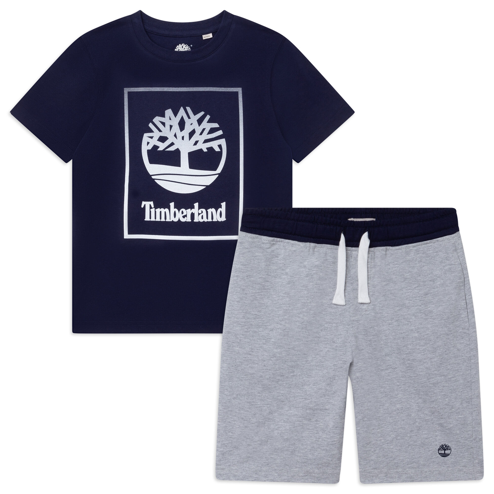 TIMBERLAND Boys Navy Grey Logo Shorts Set Junior Couture Bahrain