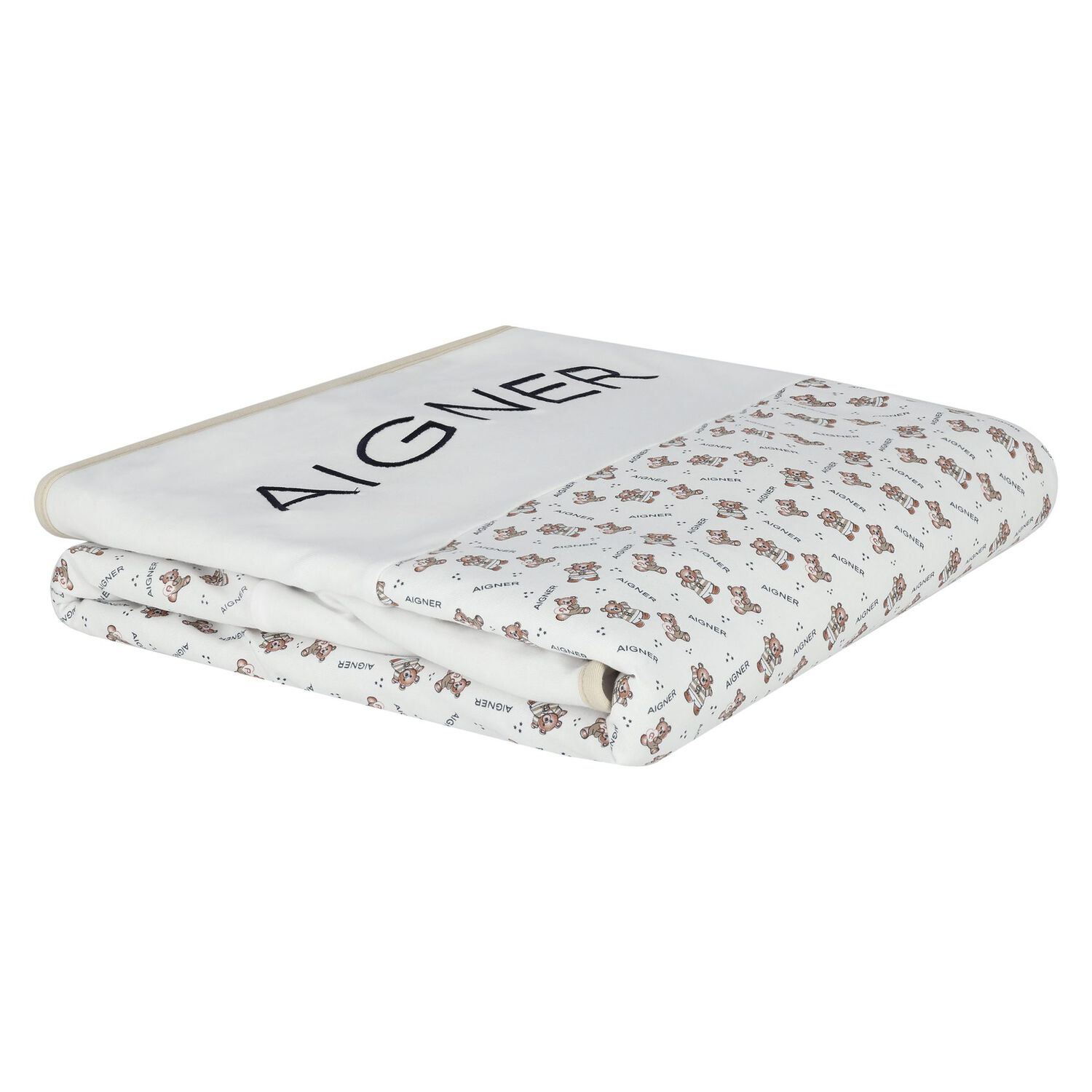 White & Beige Logo Baby Blanket, 1, hi-res image number null