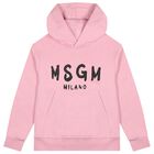 Girls Pink & Black Logo Hooded Top, 6, hi-res