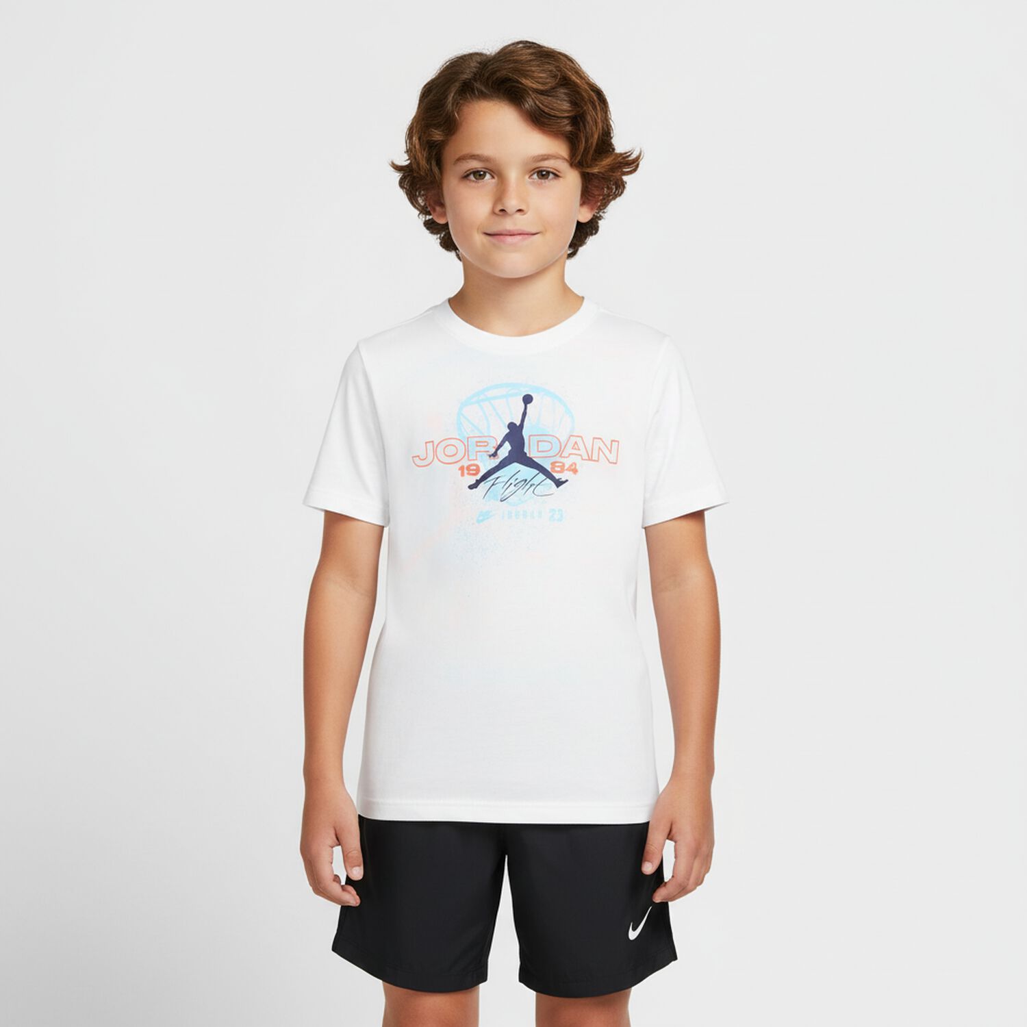 شورت أسود بشعار للأولاد, 1, hi-res