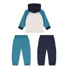 Younger Boys Blue & Beige Tiger Tracksuit Set, 1, hi-res