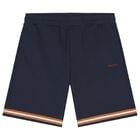 Boys Navy Blue Logo Shorts, 1, hi-res