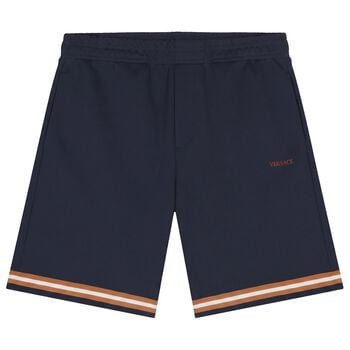 Boys Navy Blue Logo Shorts