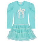 Girls Aqua Embellished Sequin Tulle Dress, 1, hi-res