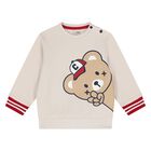 Younger Boys Beige & Navy Blue Tracksuit, 1, hi-res