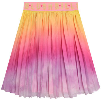 Girls Pink Ombre Pleated Skirt