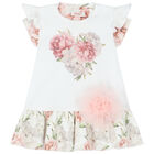 Baby Girls White Floral Dress, 1, hi-res