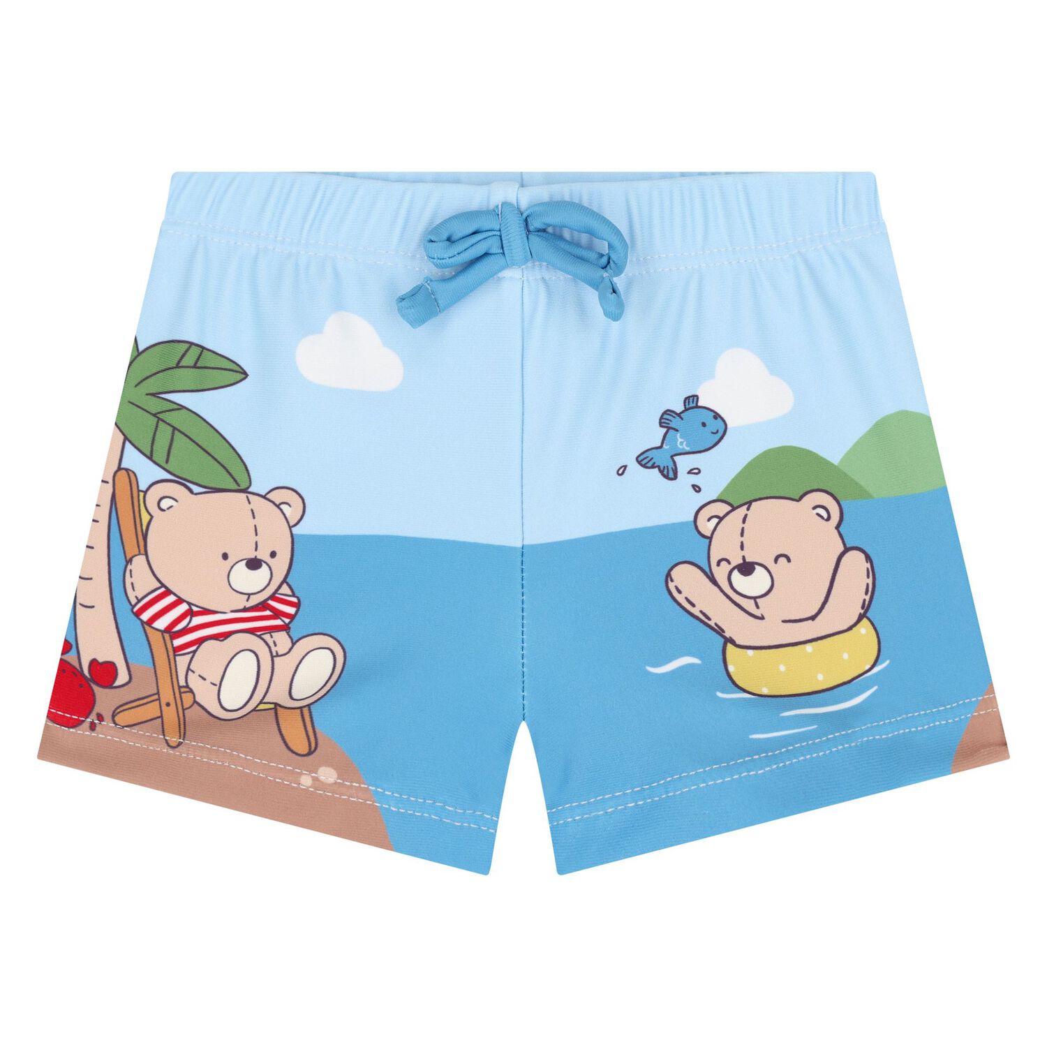 Baby Boys White, Blue & Brown Bear Swim Set, 3, hi-res image number null