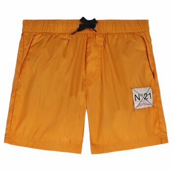 Boys Orange Logo Swim Shorts