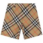 Boys Beige Check Shorts, 1, hi-res