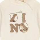 Younger Boys Ivory Dino Hooded Top, 1, hi-res
