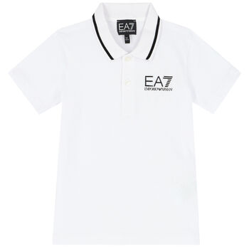 Boys White Logo Polo Shirt