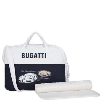 Baby Boys White & Navy Blue Logo Baby Changing Bag