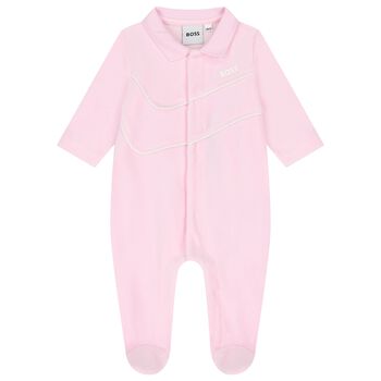 Baby Girls Pink Logo Babygrow