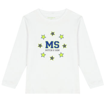 Boys White Logo Long Sleeve Top