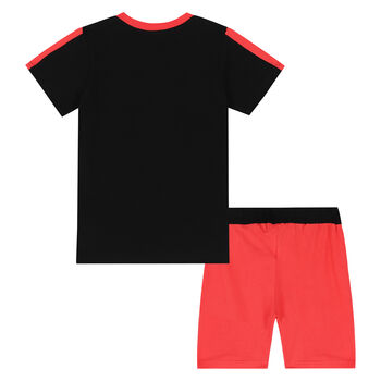 Boys Black & Red Basketball Shorts Set