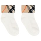 White & Beige Check Baby Socks ( 2-Pack ), 3, hi-res