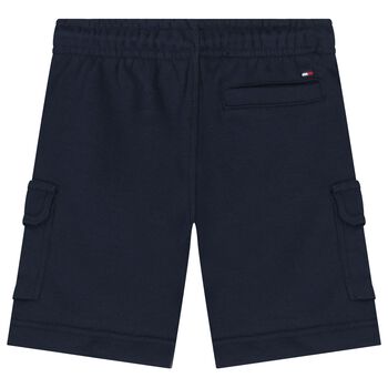 Boys White & Navy Blue Shorts Set
