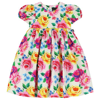 Girls Ivory Floral Dress