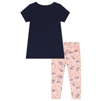 Baby Girls Navy Blue & Pink Floral Leggings Set
