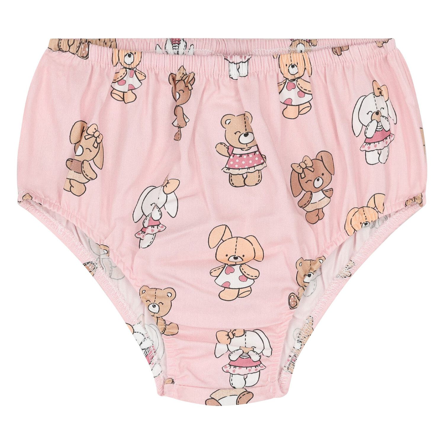 طقم فستان بنات بطبعه تيدى بير باللون الوردى, 4, hi-res