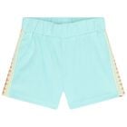 Girls Aqua Blue Crochet Shorts Set, 1, hi-res