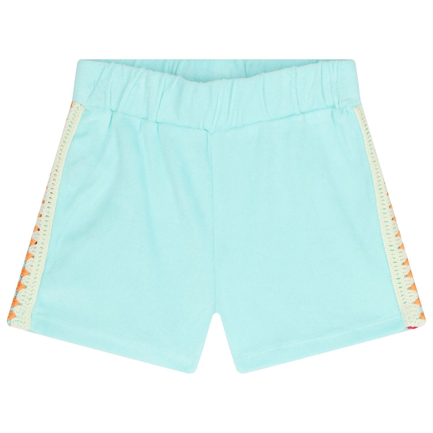 Girls Aqua Blue Crochet Shorts Set, 1, hi-res