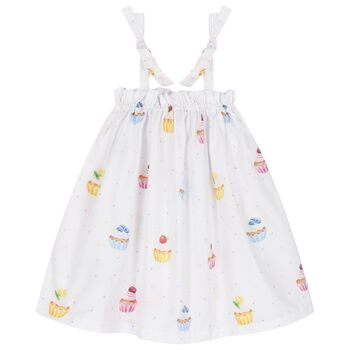 Girls White Cupcakes Beach Dress