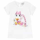 تيشيرت بطبعة دايزى باللون الابيض للبنات, 1, hi-res