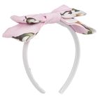Girls White & Pink Bow Headband, 2, hi-res