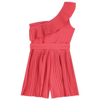Girls Pink Pleated Playsuit