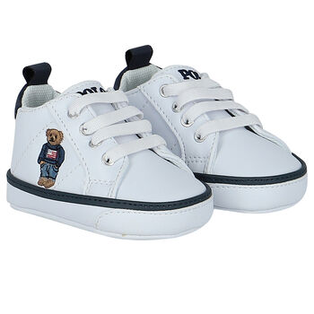 Baby Boys White Polo Bear Pre Walker Shoes