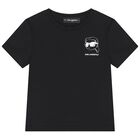 Boys Mini Me Black Ikonik Karl Logo T-Shirt, 1, hi-res