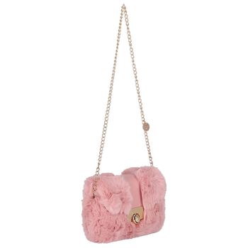 Girls Pink Faux Fur Handbag ( 21cm )