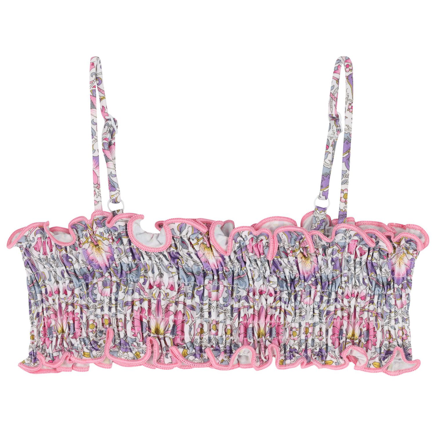 بيكيني للبنات مزين بالزهور باللونين البنفسجي والوردي, 1, hi-res