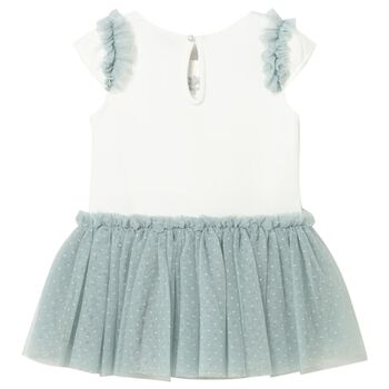 Younger Girls Ivory & Green Dress