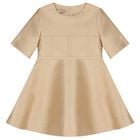 Girls Beige Mikado Dress, 1, hi-res