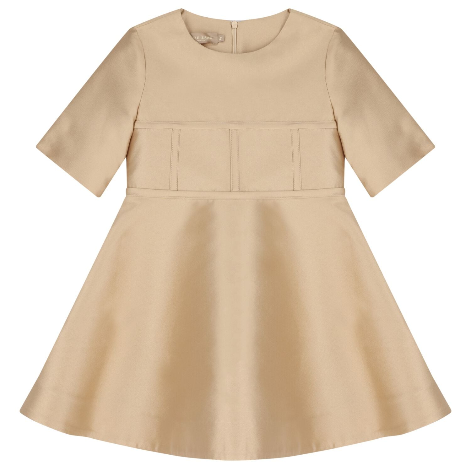 Girls Beige Mikado Dress, 1, hi-res