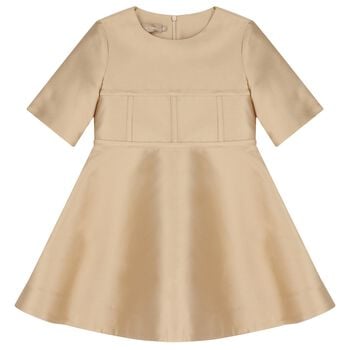 Girls Beige Mikado Dress