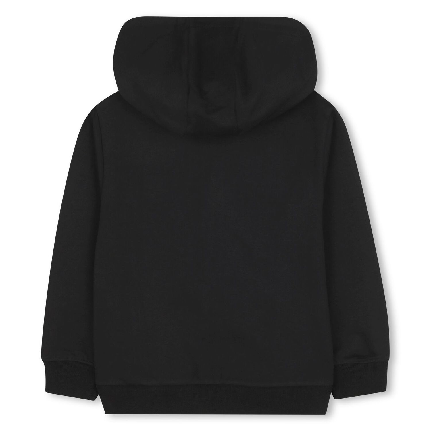 Black Logo Hooded Zip Up Top, 1, hi-res
