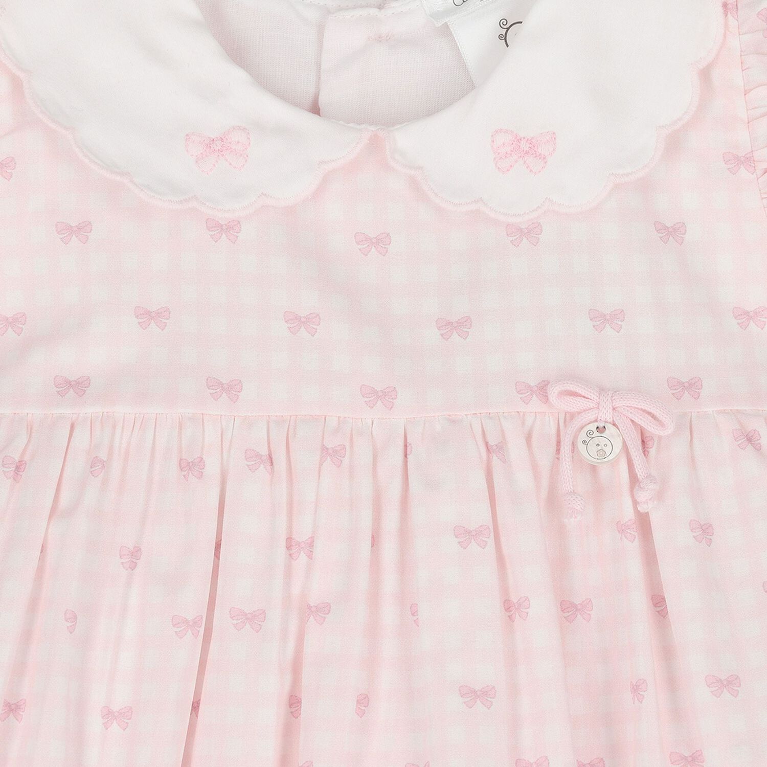 Baby Girls Pink & White Bow Dress Set, 1, hi-res