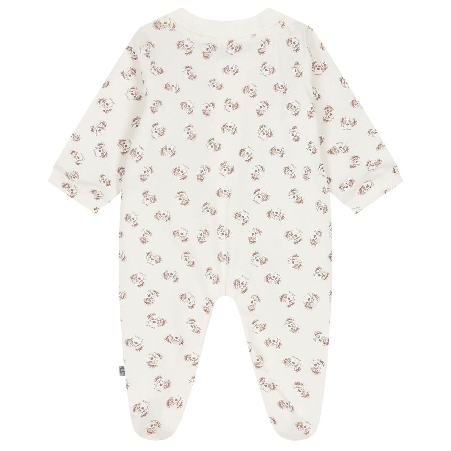 Ivory & Beige Teddy Bear Logo Babygrow, 1, hi-res