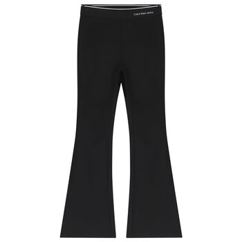 Girls Black Logo Trousers